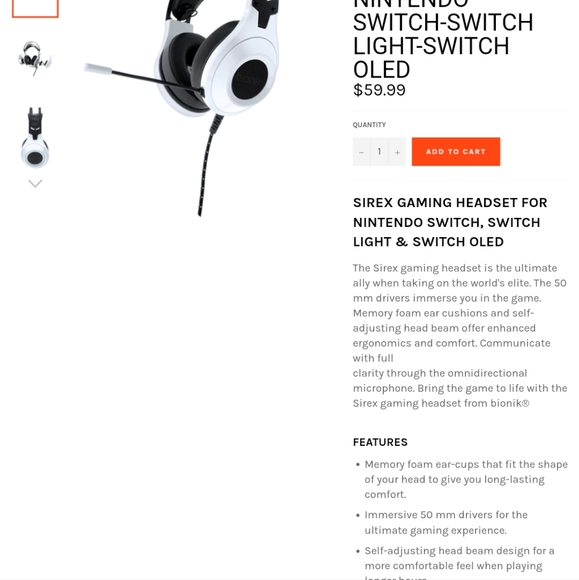 NEW Bionik Sirex Nintendo Switch OLED Immersive Over-ear Gaming Headset - Picture 6 of 15